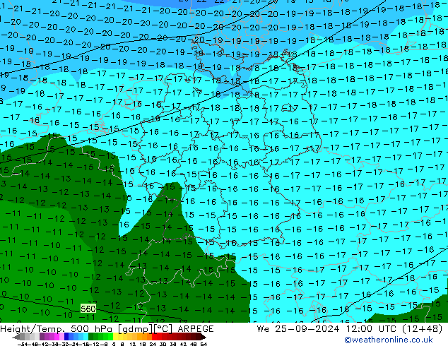 Height/Temp. 500 hPa ARPEGE We 25.09.2024 12 UTC