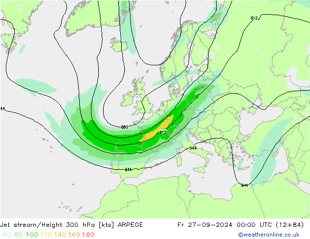 Courant-jet ARPEGE ven 27.09.2024 00 UTC