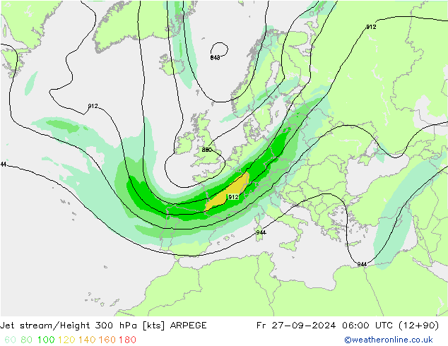 Corriente en chorro ARPEGE vie 27.09.2024 06 UTC