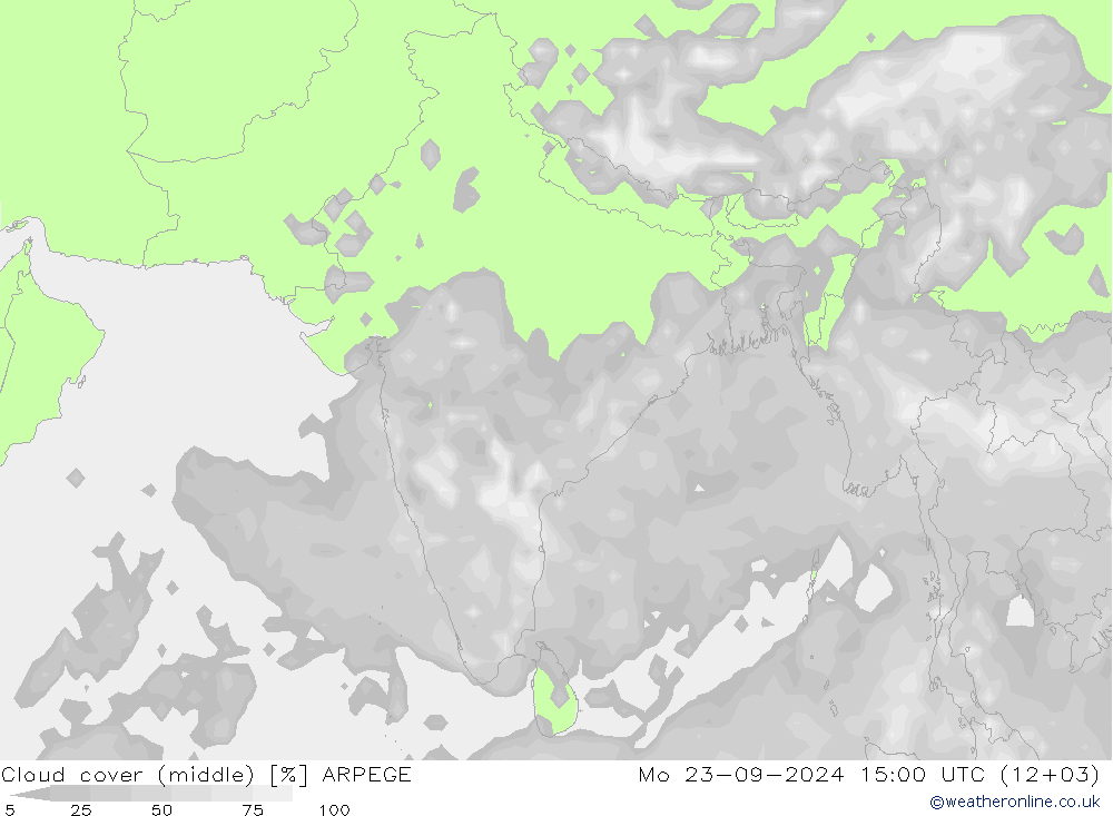 Bulutlar (orta) ARPEGE Pzt 23.09.2024 15 UTC