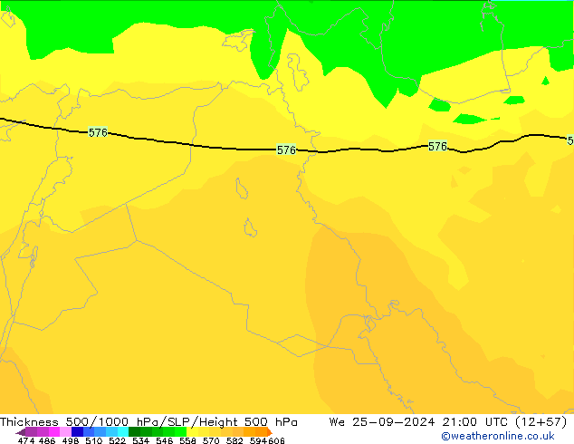 Thck 500-1000hPa ARPEGE We 25.09.2024 21 UTC