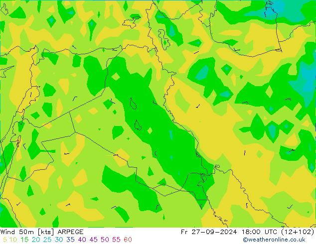 Wind 50m ARPEGE Fr 27.09.2024 18 UTC