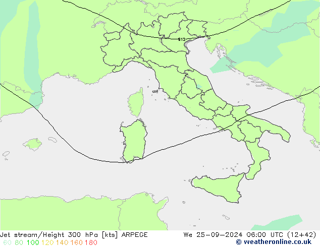 Jet stream ARPEGE Qua 25.09.2024 06 UTC