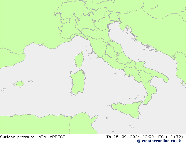 приземное давление ARPEGE чт 26.09.2024 12 UTC