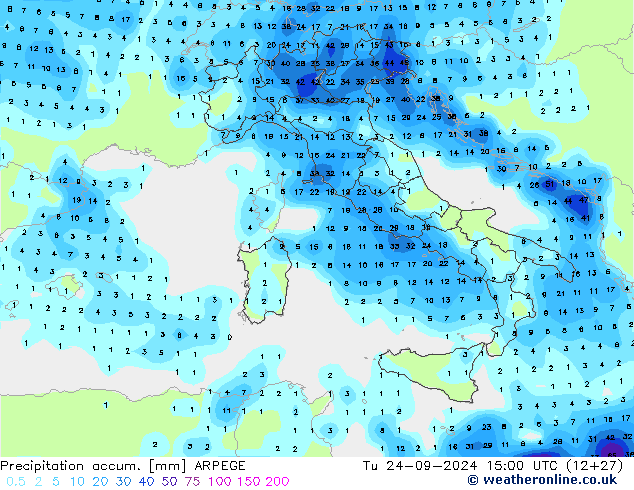 Nied. akkumuliert ARPEGE Di 24.09.2024 15 UTC