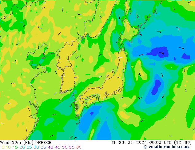 Wind 50m ARPEGE Do 26.09.2024 00 UTC