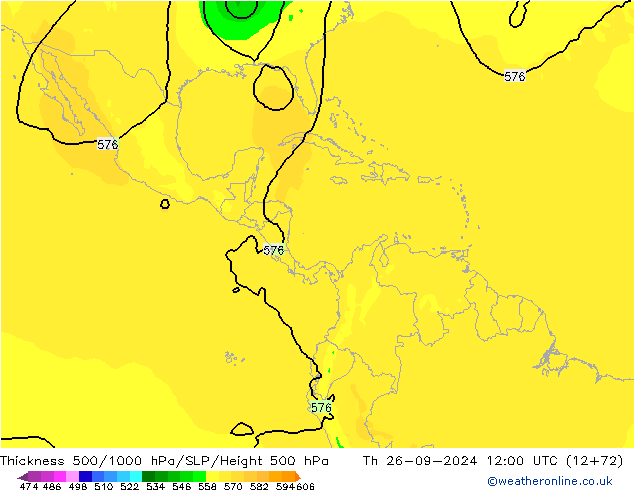 Dikte 500-1000hPa ARPEGE do 26.09.2024 12 UTC