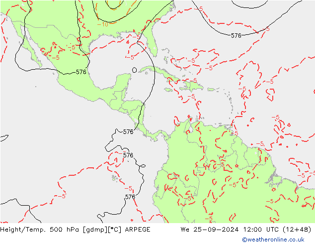 Géop./Temp. 500 hPa ARPEGE mer 25.09.2024 12 UTC