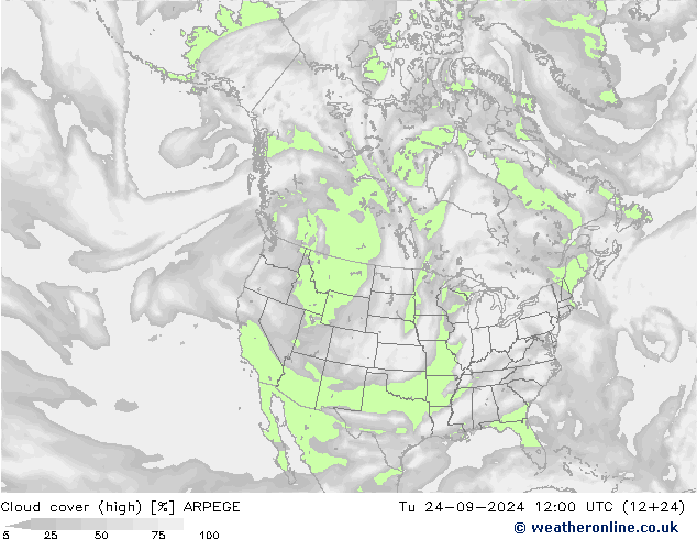 Nubi alte ARPEGE mar 24.09.2024 12 UTC