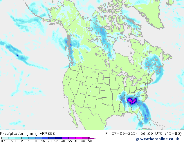 Precipitation ARPEGE Fr 27.09.2024 09 UTC