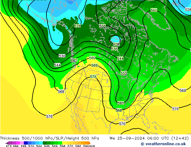 Thck 500-1000hPa ARPEGE mer 25.09.2024 06 UTC