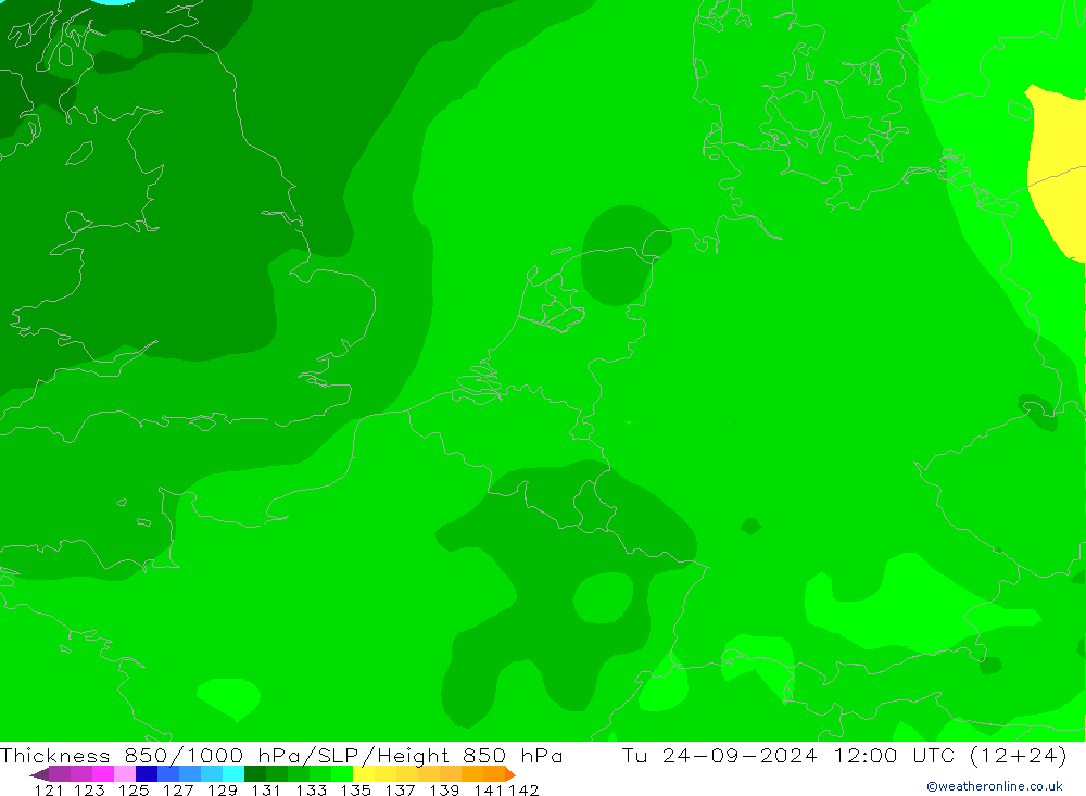 Thck 850-1000 hPa ARPEGE Tu 24.09.2024 12 UTC