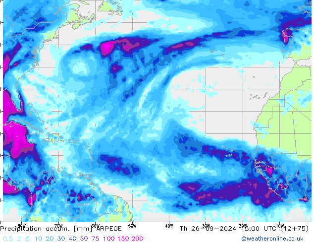 Precipitation accum. ARPEGE  26.09.2024 15 UTC