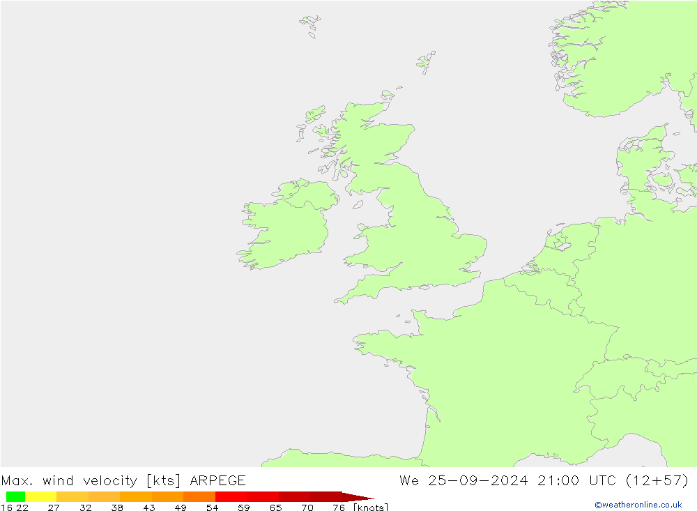 Max. wind velocity ARPEGE  25.09.2024 21 UTC