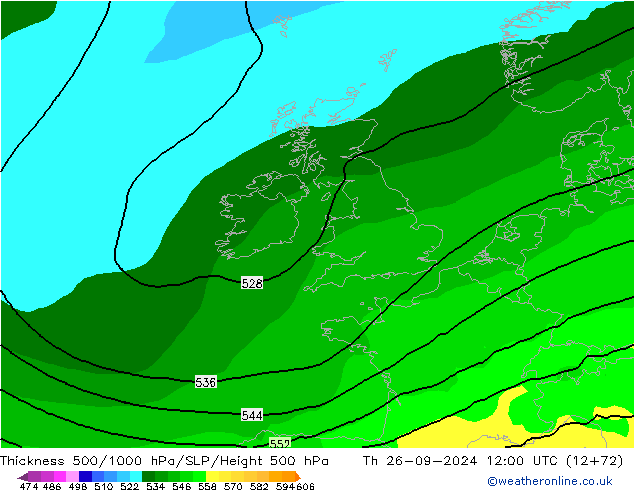 Thck 500-1000hPa ARPEGE Th 26.09.2024 12 UTC