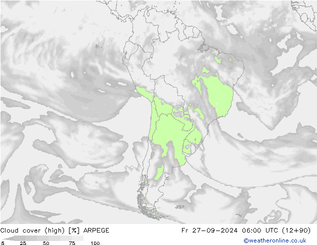 Bulutlar (yüksek) ARPEGE Cu 27.09.2024 06 UTC