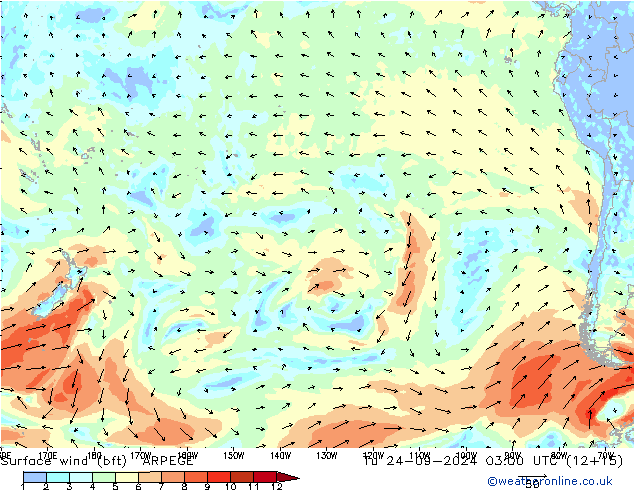  10 m (bft) ARPEGE  24.09.2024 03 UTC