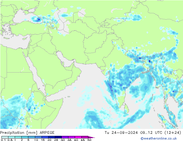 Yağış ARPEGE Sa 24.09.2024 12 UTC