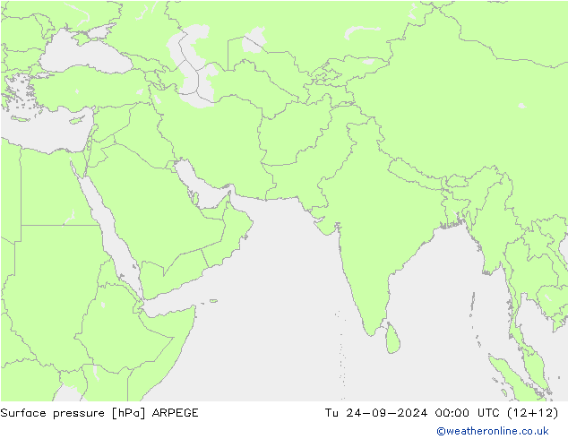 Pressione al suolo ARPEGE mar 24.09.2024 00 UTC