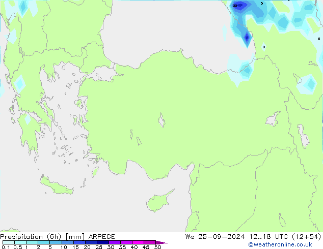 Precipitazione (6h) ARPEGE mer 25.09.2024 18 UTC