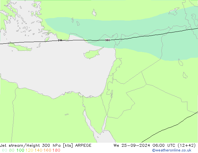 Courant-jet ARPEGE mer 25.09.2024 06 UTC