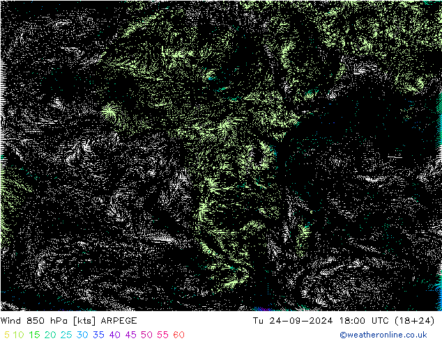 Vent 850 hPa ARPEGE mar 24.09.2024 18 UTC