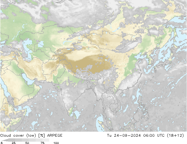 Nuages (bas) ARPEGE mar 24.09.2024 06 UTC