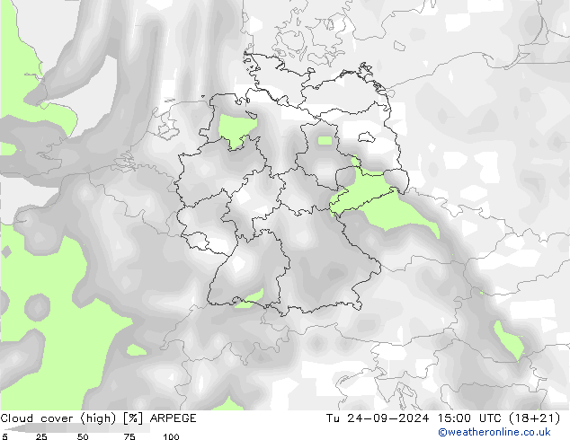 vysoký oblak ARPEGE Út 24.09.2024 15 UTC