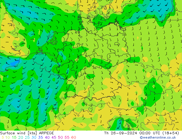 Bodenwind ARPEGE Do 26.09.2024 00 UTC