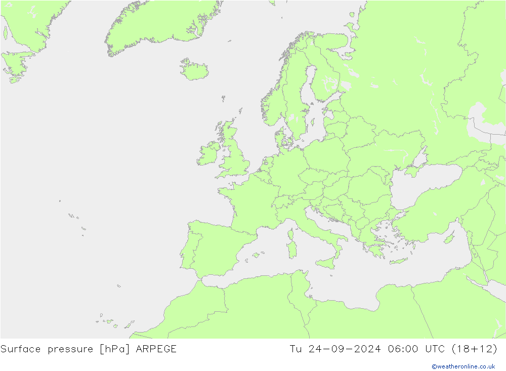 pressão do solo ARPEGE Ter 24.09.2024 06 UTC