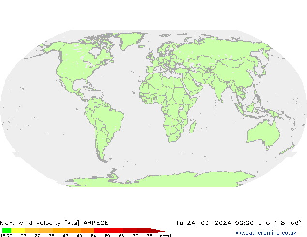 Max. wind velocity ARPEGE Tu 24.09.2024 00 UTC