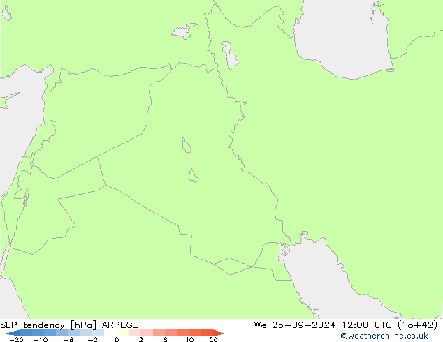 Tendencia de presión ARPEGE mié 25.09.2024 12 UTC