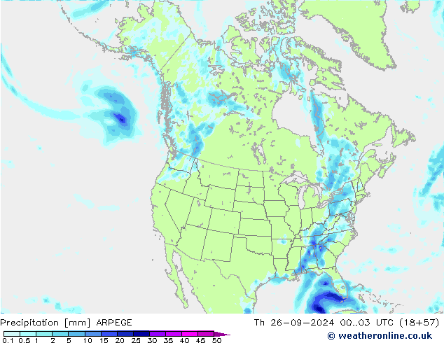 Precipitation ARPEGE Th 26.09.2024 03 UTC