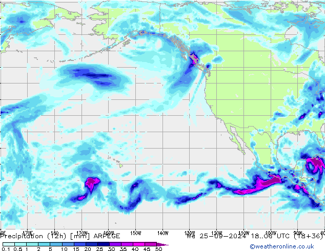 Precipitation (12h) ARPEGE We 25.09.2024 06 UTC