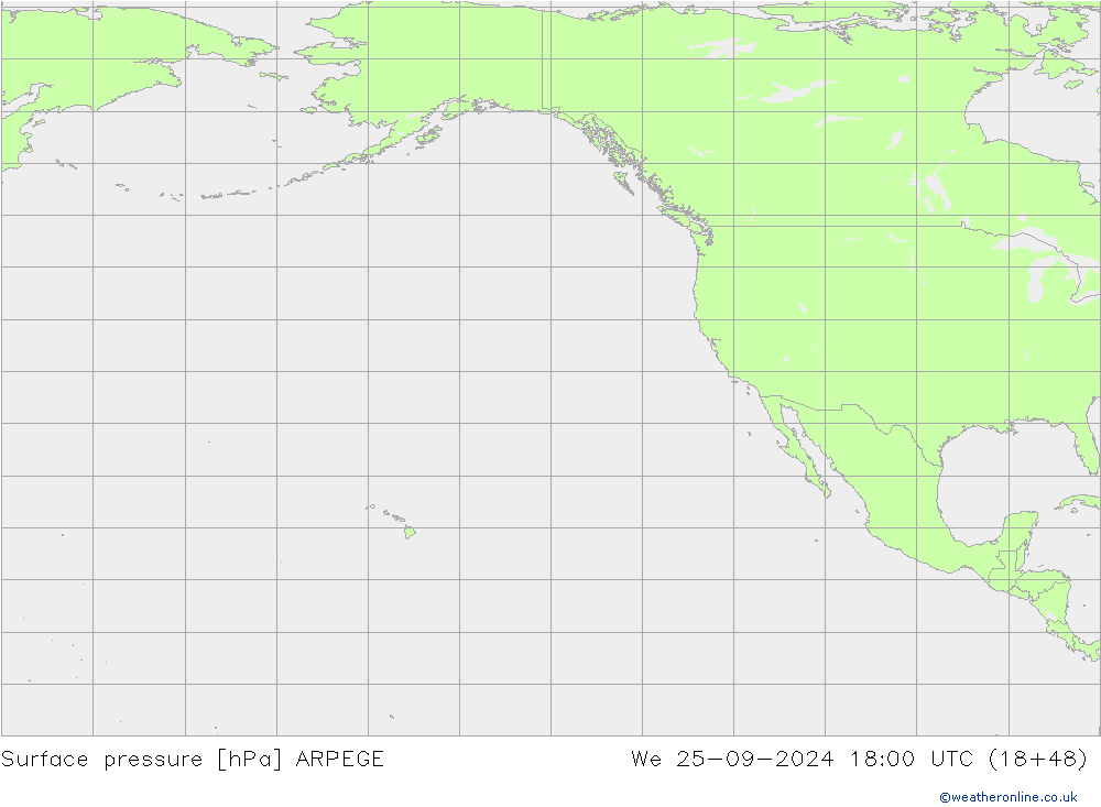 pressão do solo ARPEGE Qua 25.09.2024 18 UTC