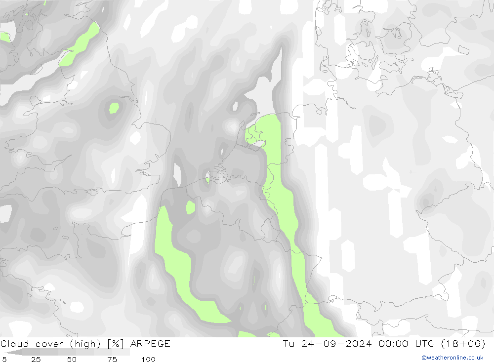 облака (средний) ARPEGE вт 24.09.2024 00 UTC