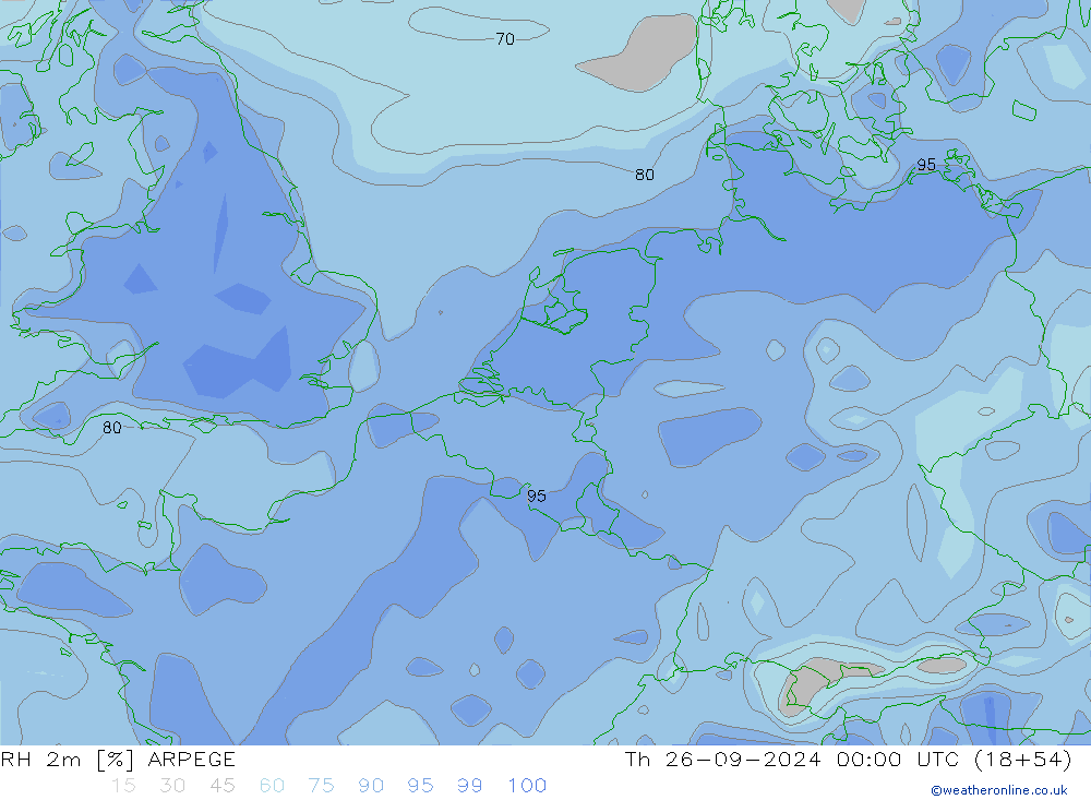 RH 2m ARPEGE Th 26.09.2024 00 UTC