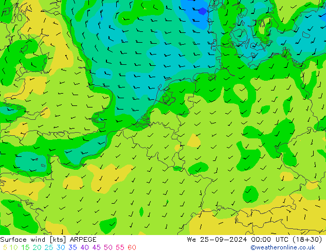  10 m ARPEGE  25.09.2024 00 UTC