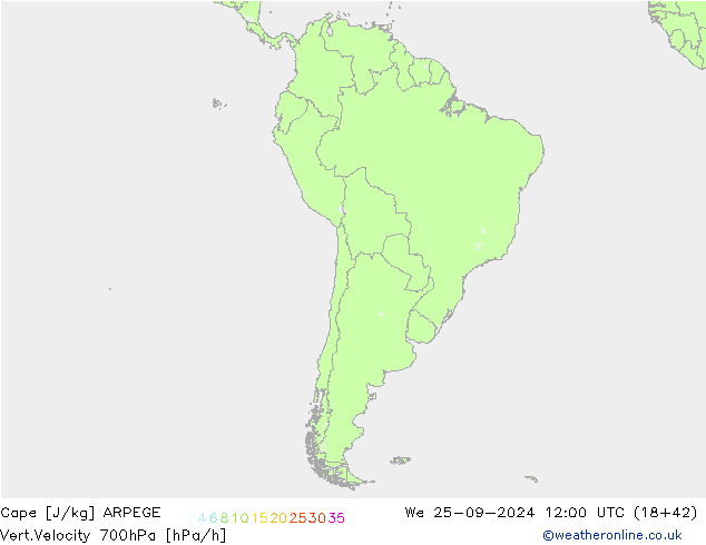 Cape ARPEGE mer 25.09.2024 12 UTC