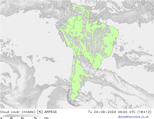 Nubes medias ARPEGE mar 24.09.2024 06 UTC