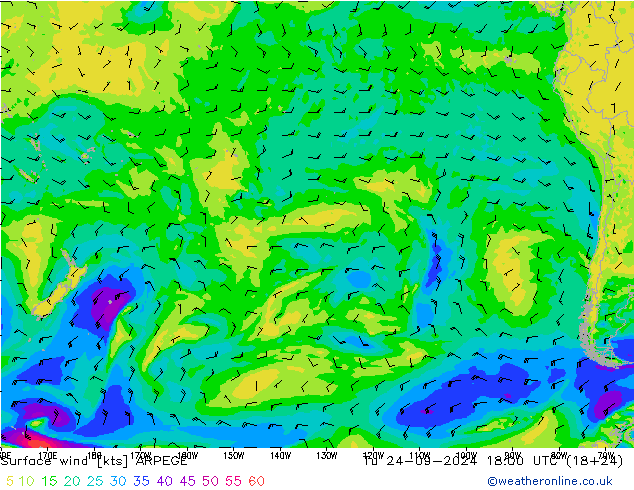 Rüzgar 10 m ARPEGE Sa 24.09.2024 18 UTC
