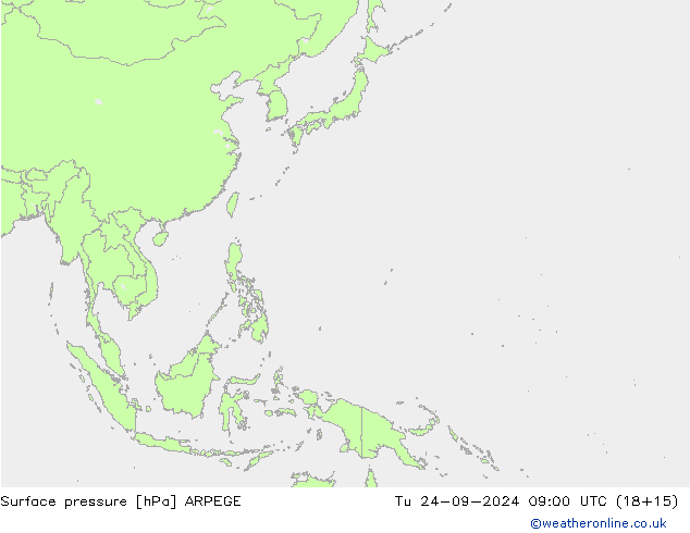 Pressione al suolo ARPEGE mar 24.09.2024 09 UTC