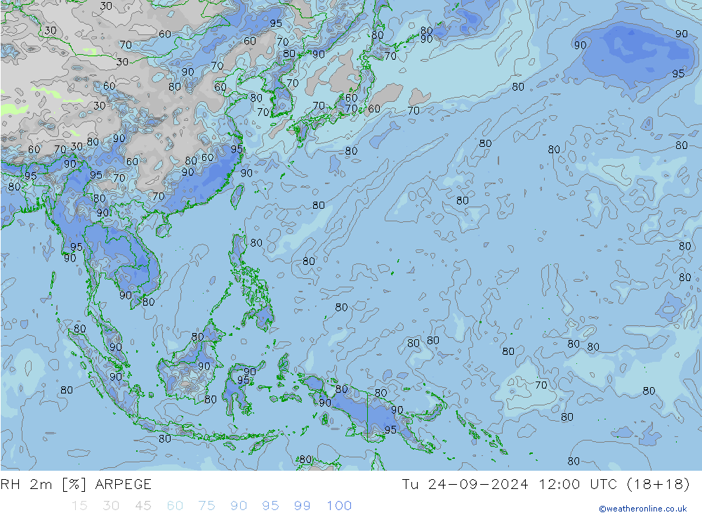 RH 2m ARPEGE wto. 24.09.2024 12 UTC