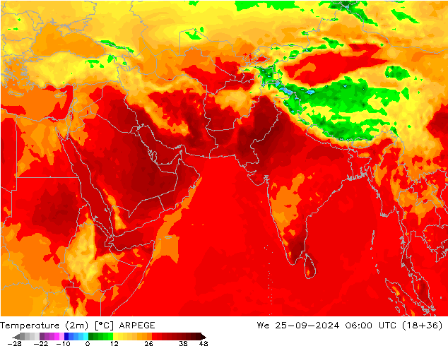 Temperature (2m) ARPEGE We 25.09.2024 06 UTC