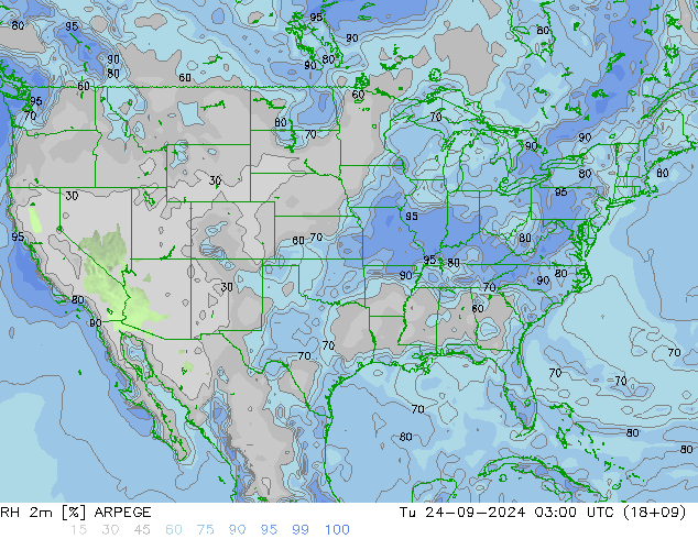 RH 2m ARPEGE  24.09.2024 03 UTC