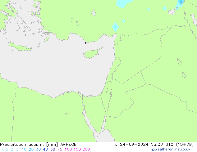 Precipitation accum. ARPEGE вт 24.09.2024 03 UTC