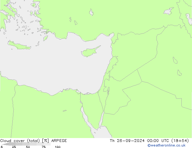 Bulutlar (toplam) ARPEGE Per 26.09.2024 00 UTC