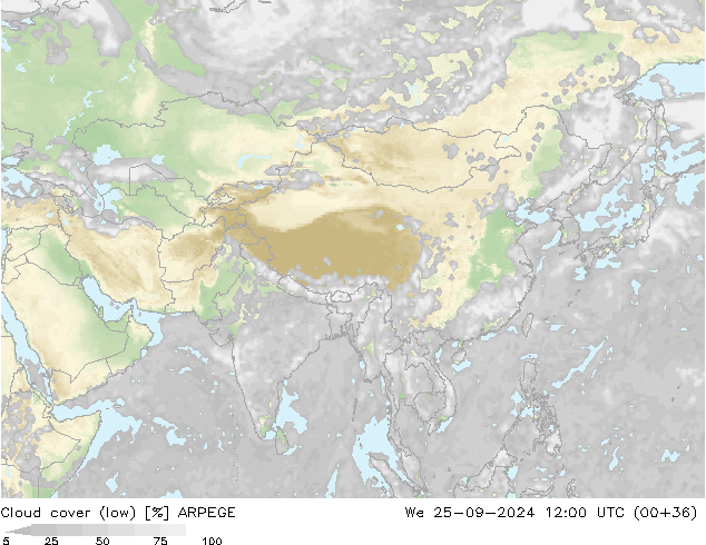 Bulutlar (düşük) ARPEGE Çar 25.09.2024 12 UTC