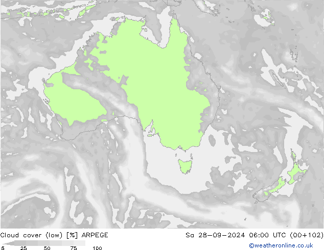 Nubes bajas ARPEGE sáb 28.09.2024 06 UTC