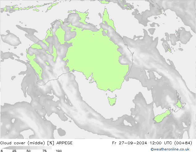 Nubes medias ARPEGE vie 27.09.2024 12 UTC